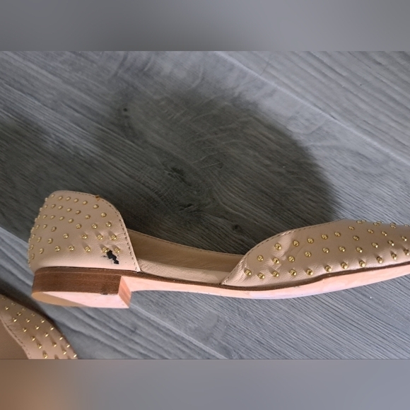 Cecelia NEW YORK leather studded flats shoes neutral beige almond toe - Picture 3 of 12